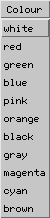 Colour menu list